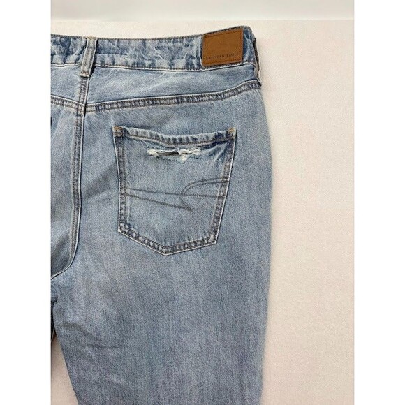 American Eagle Jeans Womens 12 Long Blue Hi Rise Tomgirl Light Wash Ripped Denim - Picture 9 of 9
